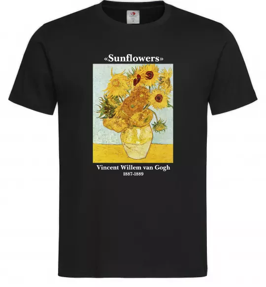 Мужская футболка Ван Гог Ваза із соняшниками Черный фото