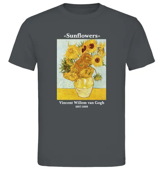 Мужская футболка Ван Гог Ваза із соняшниками Графит фото