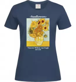 Женская футболка Ван Гог Ваза із соняшниками Темно-синий фото