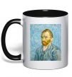 Чашка с цветной ручкой Vincent Van Gogh Self portrait Черный фото