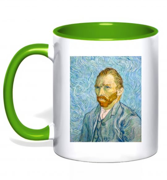 Чашка с цветной ручкой Vincent Van Gogh Self portrait Зеленый фото