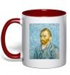 Чашка с цветной ручкой Vincent Van Gogh Self portrait Красный фото