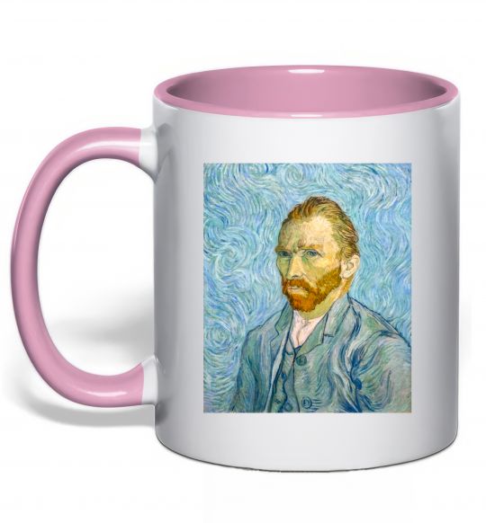 Чашка с цветной ручкой Vincent Van Gogh Self portrait Нежно розовый фото