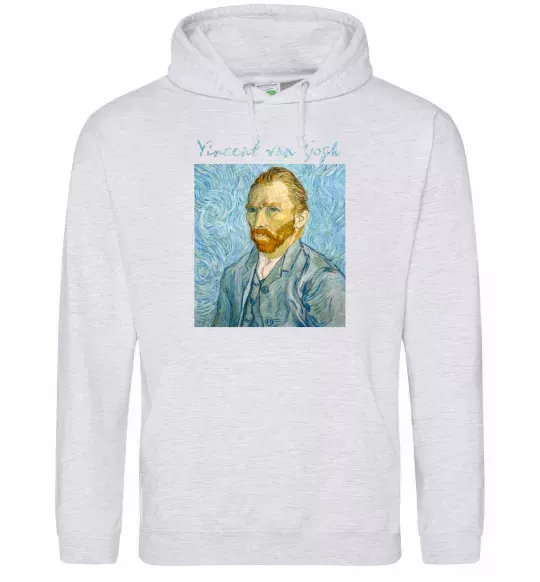 Женская толстовка (худи) Vincent Van Gogh Self portrait Серый меланж фото
