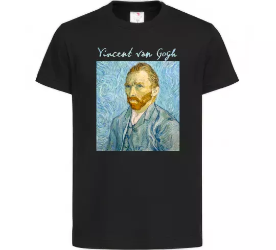 Детская футболка Vincent Van Gogh Self portrait Черный фото