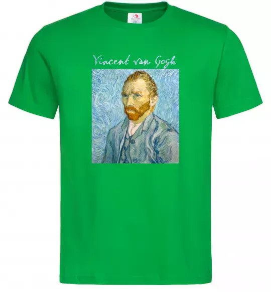 Мужская футболка Vincent Van Gogh Self portrait Зеленый фото