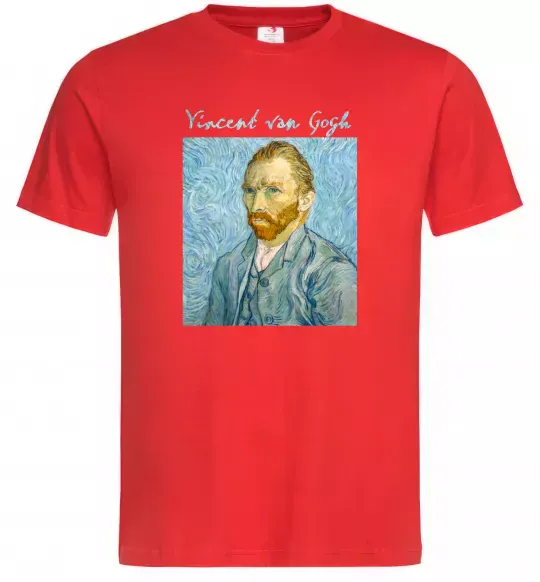 Мужская футболка Vincent Van Gogh Self portrait Красный фото