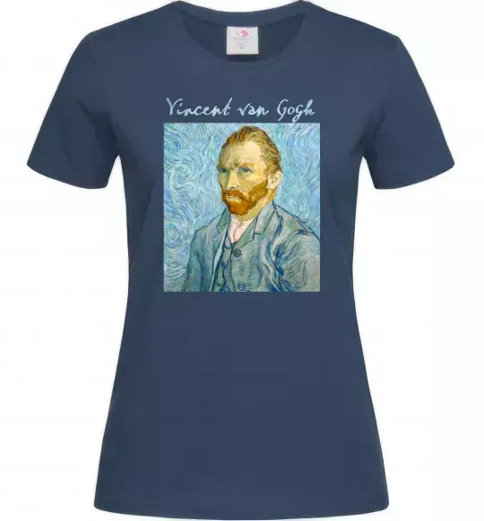 Женская футболка Vincent Van Gogh Self portrait Темно-синий фото