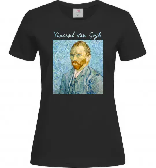 Женская футболка Vincent Van Gogh Self portrait Черный фото