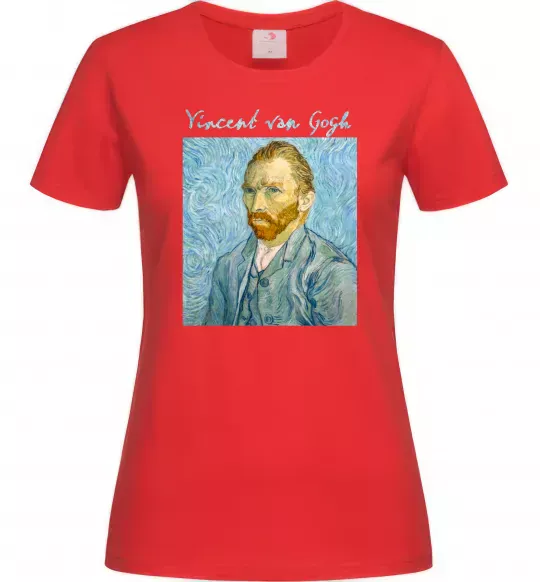 Женская футболка Vincent Van Gogh Self portrait Красный фото