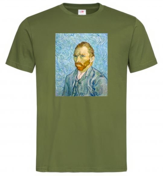 Чоловіча футболка Vincent Van Gogh Self portrait Оливковий фото