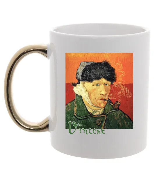 Чашка с цветной ручкой Автопортрет із забинтованим вухом Золото фото