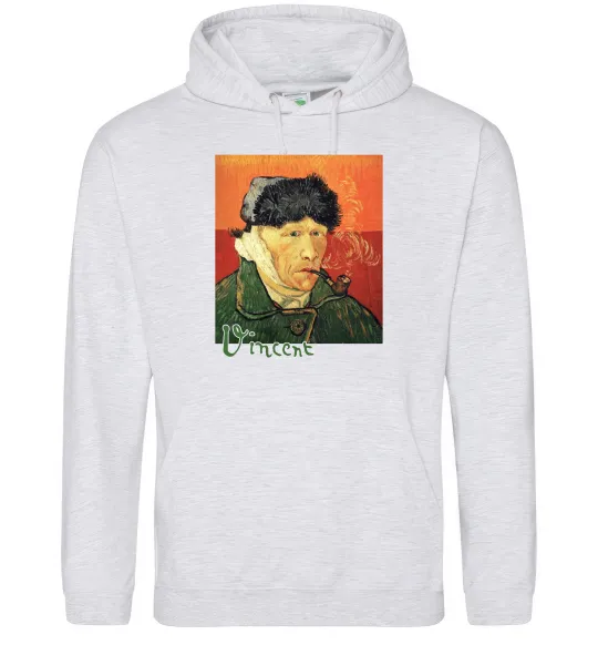 Мужская толстовка (худи) Автопортрет із забинтованим вухом Серый меланж фото