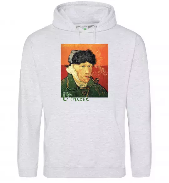 Женская толстовка (худи) Автопортрет із забинтованим вухом Серый меланж фото