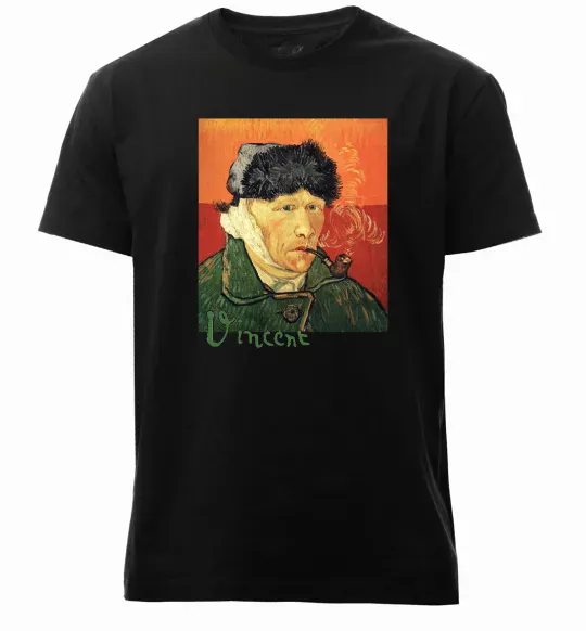 Чоловіча преміум футболка Автопортрет із забинтованим вухом Чорний фото