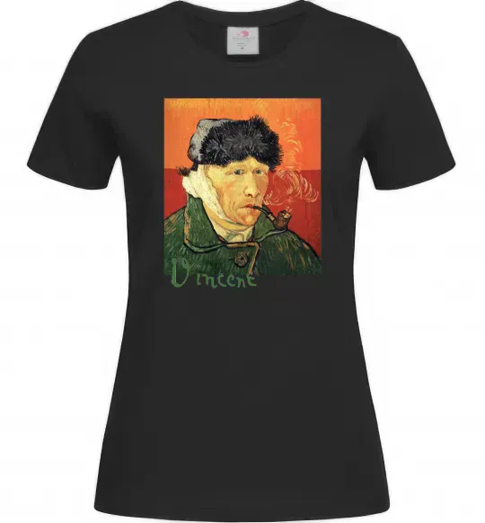 Жіноча футболка Автопортрет із забинтованим вухом Чорний фото