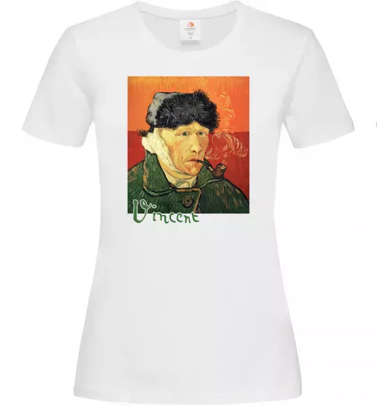 Жіноча футболка Автопортрет із забинтованим вухом Білий фото