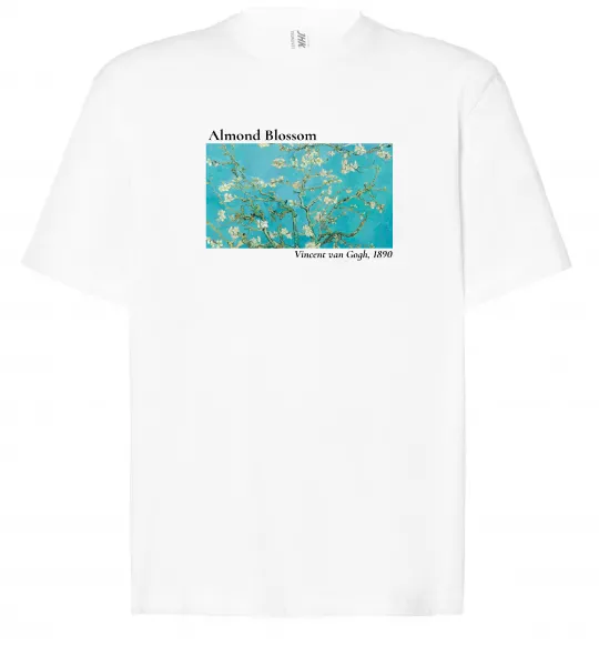 Футболка Оверсайз Квітучі гілки мигдалю Білий фото