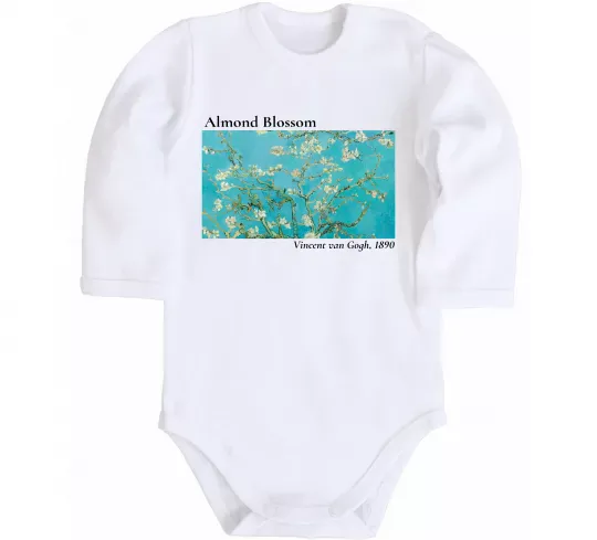 Детский боди Квітучі гілки мигдалю Белый фото