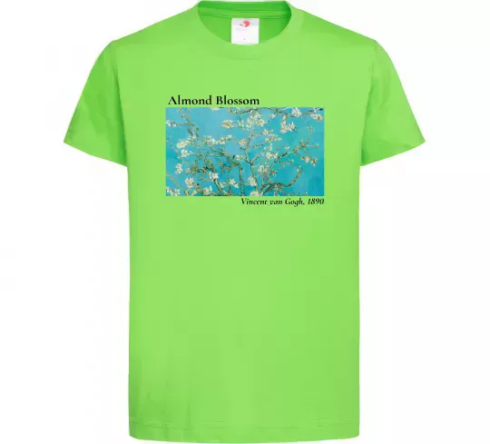 Детская футболка Квітучі гілки мигдалю Лаймовый фото