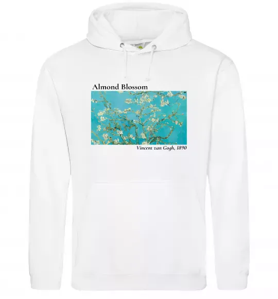 Мужская толстовка (худи) Квітучі гілки мигдалю Белый фото