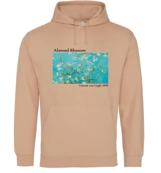 Мужская толстовка (худи) Квітучі гілки мигдалю Песочный фото
