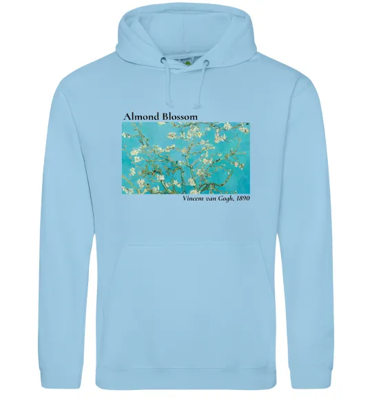 Женская толстовка (худи) Квітучі гілки мигдалю Голубой фото