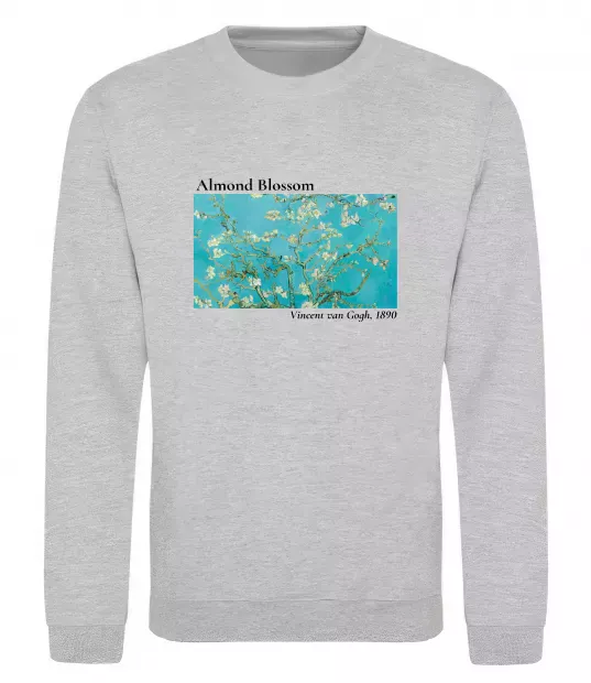 Свитшот Квітучі гілки мигдалю Серый меланж фото
