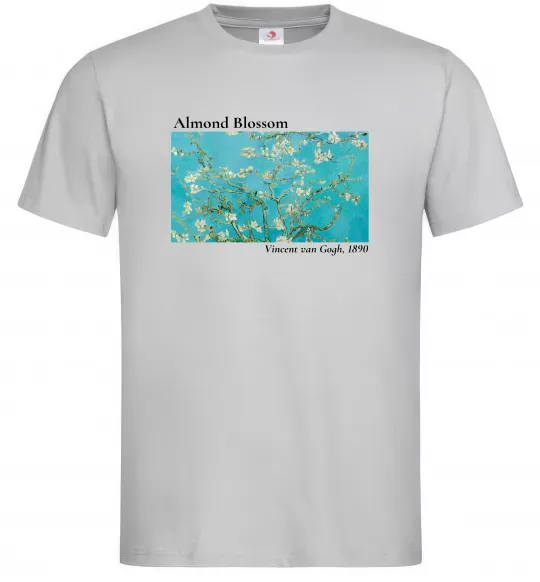 Мужская футболка Квітучі гілки мигдалю Серый фото