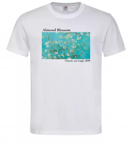 Мужская футболка Квітучі гілки мигдалю Белый фото