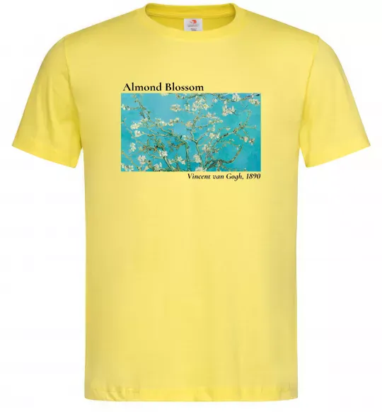 Мужская футболка Квітучі гілки мигдалю Лимонный фото
