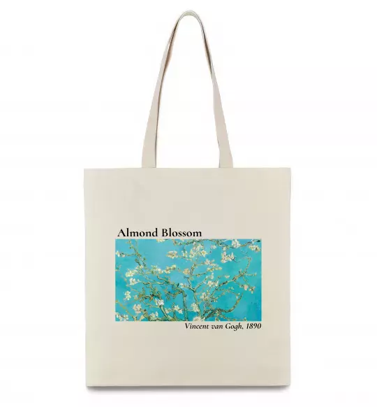 Еко-сумка Квітучі гілки мигдалю Бежевий фото