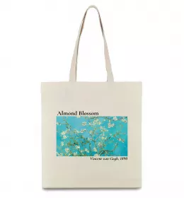 Еко-сумка Квітучі гілки мигдалю Бежевий фото