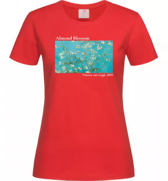 Жіноча футболка Квітучі гілки мигдалю Червоний фото