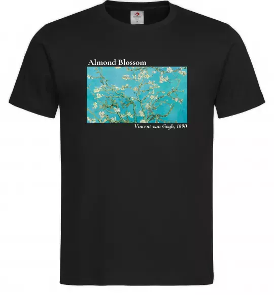 Мужская футболка Квітучі гілки мигдалю Черный фото