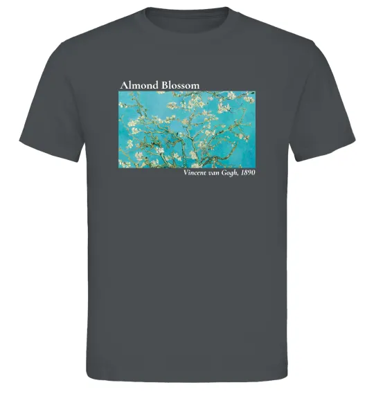 Мужская футболка Квітучі гілки мигдалю Графит фото