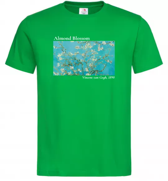Мужская футболка Квітучі гілки мигдалю Зеленый фото