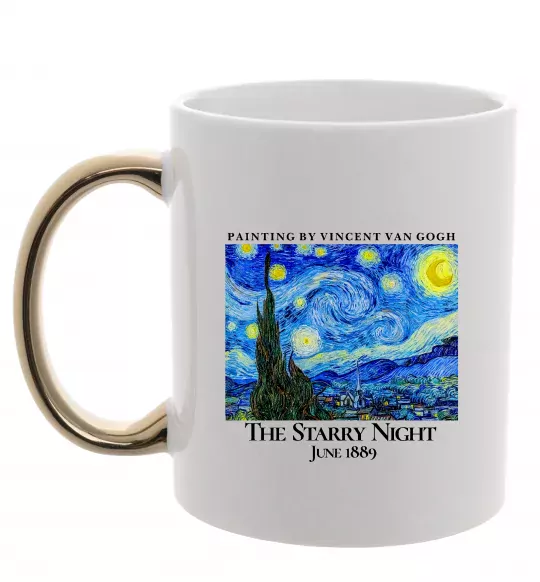 Чашка з кольоровою ручкою Зоряна ніч Золото фото