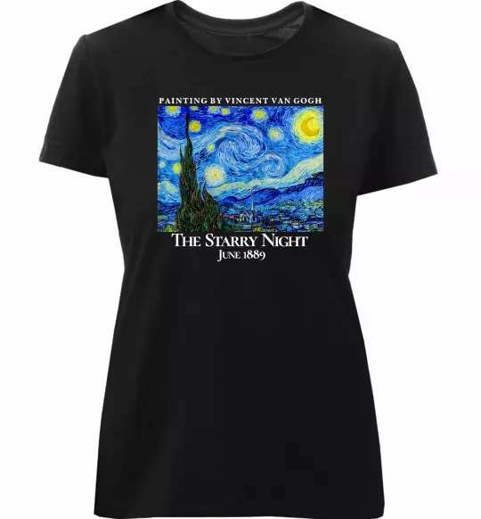 Жіноча преміум футболка Зоряна ніч Чорний фото