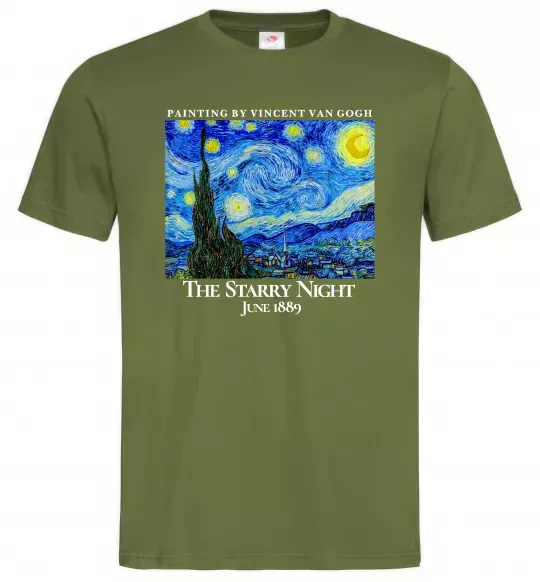 Чоловіча футболка Зоряна ніч Оливковий фото