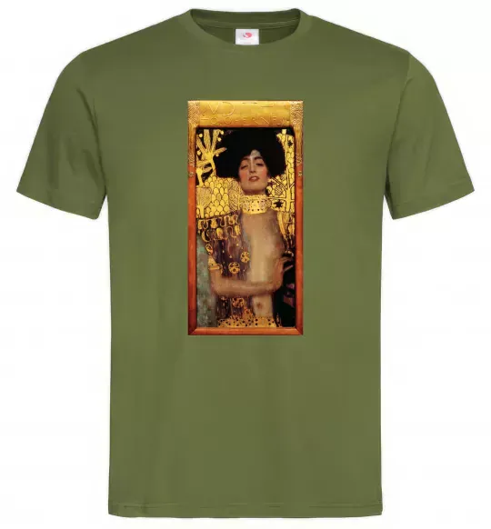 Мужская футболка Gustav Klimt Judith Оливковый фото
