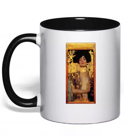 Чашка с цветной ручкой Gustav Klimt Judith Черный фото