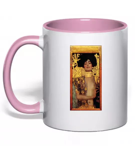 Чашка с цветной ручкой Gustav Klimt Judith Нежно розовый фото