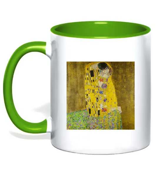 Чашка с цветной ручкой Поцілунок Зеленый фото