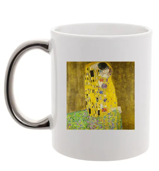 Чашка с цветной ручкой Поцілунок Серебро фото