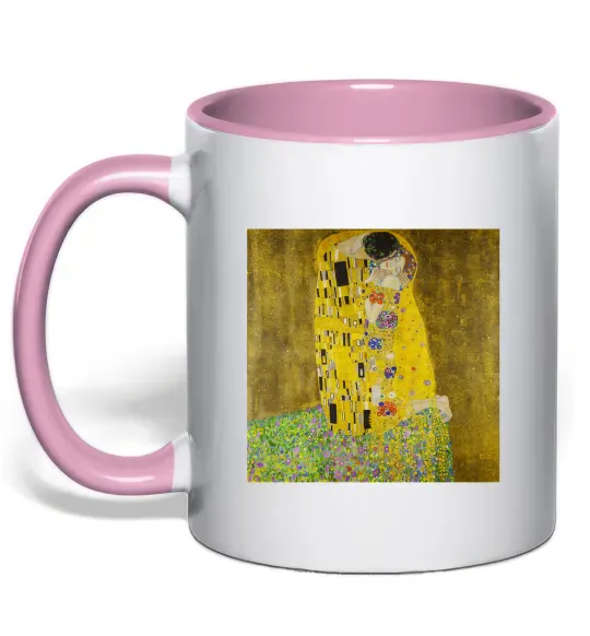 Чашка с цветной ручкой Поцілунок Нежно розовый фото