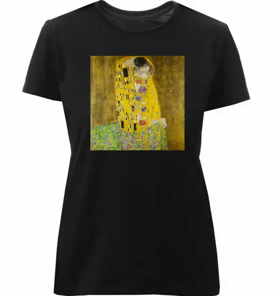 Женская премиум футболка Поцілунок Черный фото