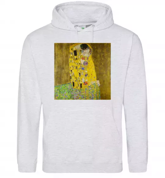 Женская толстовка (худи) Поцілунок Серый меланж фото