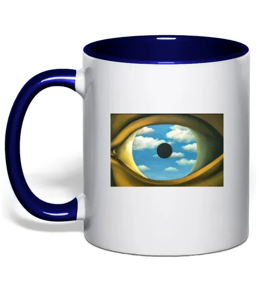 Чашка з кольоровою ручкою Рене Магрітт Фальшиве дзеркало Глибокий темно-синій фото