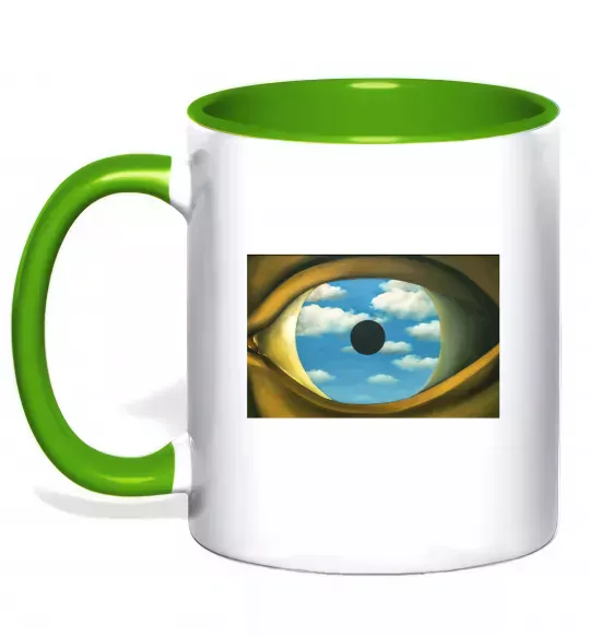 Чашка з кольоровою ручкою Рене Магрітт Фальшиве дзеркало Зелений фото